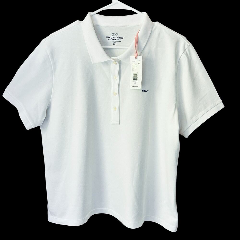 NWT Vineyard Vines Women’s Heritage Polo White Short Sleeve Logo Size XL